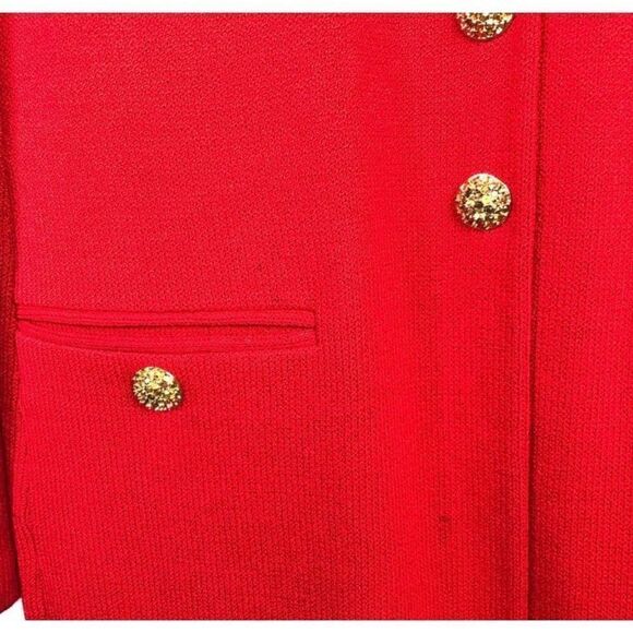 St John Evening Marie Gray Womens Red Button Down Long Sweater Cardigan Size 10 - Picture 7 of 7
